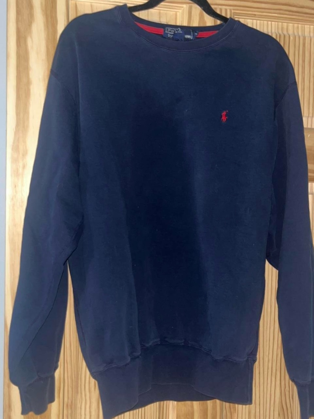 Ralph Lauren Navy Blue Long Sleeve Crewneck Sweatshirt with Red Pony